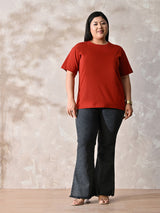 Plus Size Classic Rust Relaxed Fit T-Shirt