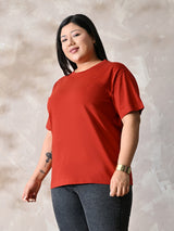 Plus Size Classic Rust Relaxed Fit T-Shirt