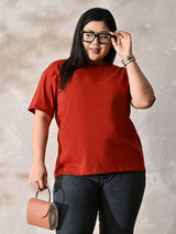 Plus Size Classic Rust Relaxed Fit T-Shirt
