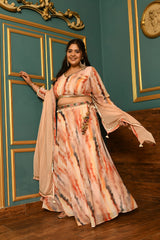Plus Size Flattering Tye Dye Georgette Lehenga Choli with Dupatta