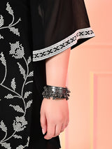 Plus Size Black Sequin Embroidered Kurta Set with Dupatta