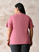 Plus Size Classic Dark Pink Relaxed Fit T-Shirt