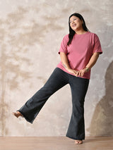 Plus Size Classic Dark Pink Relaxed Fit T-Shirt