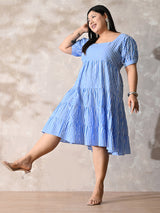 Blue Skies Striped Cotton Midi Dress