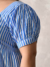 Blue Skies Striped Cotton Midi Dress