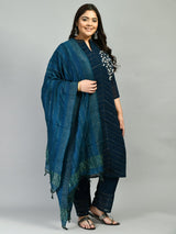 Plus Size Heavy Georgette Teal Kurta Set with Dupatta