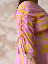Candy Blossom V-Neck Moss Crepe Dress
