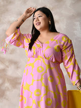 Candy Blossom V-Neck Moss Crepe Dress