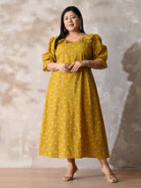 Marigold Muse Printed Cotton Dress