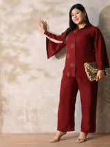 Rust Ruby Charm Embellished Co-ord Set