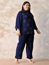 Navy Noir Rayon Embellished Co-ord Set
