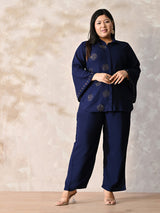 Navy Noir Rayon Embellished Co-ord Set