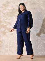 Navy Noir Rayon Embellished Co-ord Set