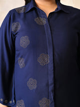 Navy Noir Rayon Embellished Co-ord Set