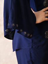 Navy Noir Rayon Embellished Co-ord Set
