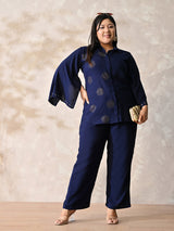 Navy Noir Rayon Embellished Co-ord Set