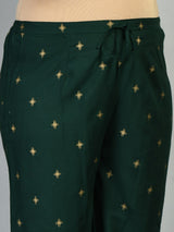 Plus Size Collared Bottle Green Kurta Palazzo Set