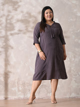 Dusky Lavender Luxe Pintuck Crepe Dress