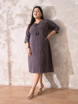 Dusky Lavender Luxe Pintuck Crepe Dress