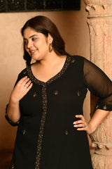 Plus Size Graceful Black Cut Dana Co-ord Set