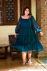 Teal Treasure Georgette Midi Dress