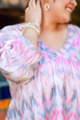Plus Size Floral Flamingo Ikkat Co-ord Set