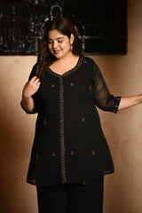 Plus Size Graceful Black Cut Dana Co-ord Set