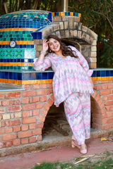Plus Size Floral Flamingo Ikkat Co-ord Set