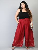 Plus Size Plus Size Red Gold Printed Palazzos