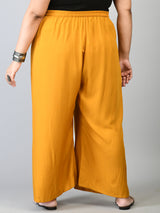 Plus Size Mustard & Off White Plain Palazzos