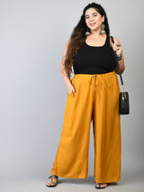 Plus Size Mustard & Navy Blue Palazzos