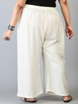 Plus Size Black & White Plain Palazzos