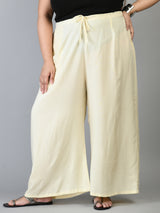 Plus Size Mustard & Off White Plain Palazzos