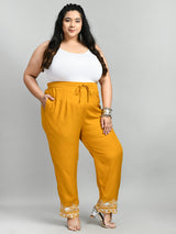 Plus Size Plus Size White Scalping Mustard Pants