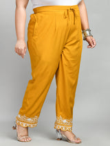 Plus Size Plus Size White Scalping Mustard Pants