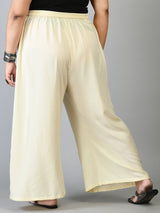 Plus Size Mustard & Off White Plain Palazzos