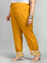 Plus Size Plus Size White Scalping Mustard Pants