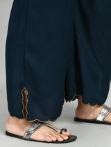 Plus Size Plus Size Teal Blue Scalping Palazzo