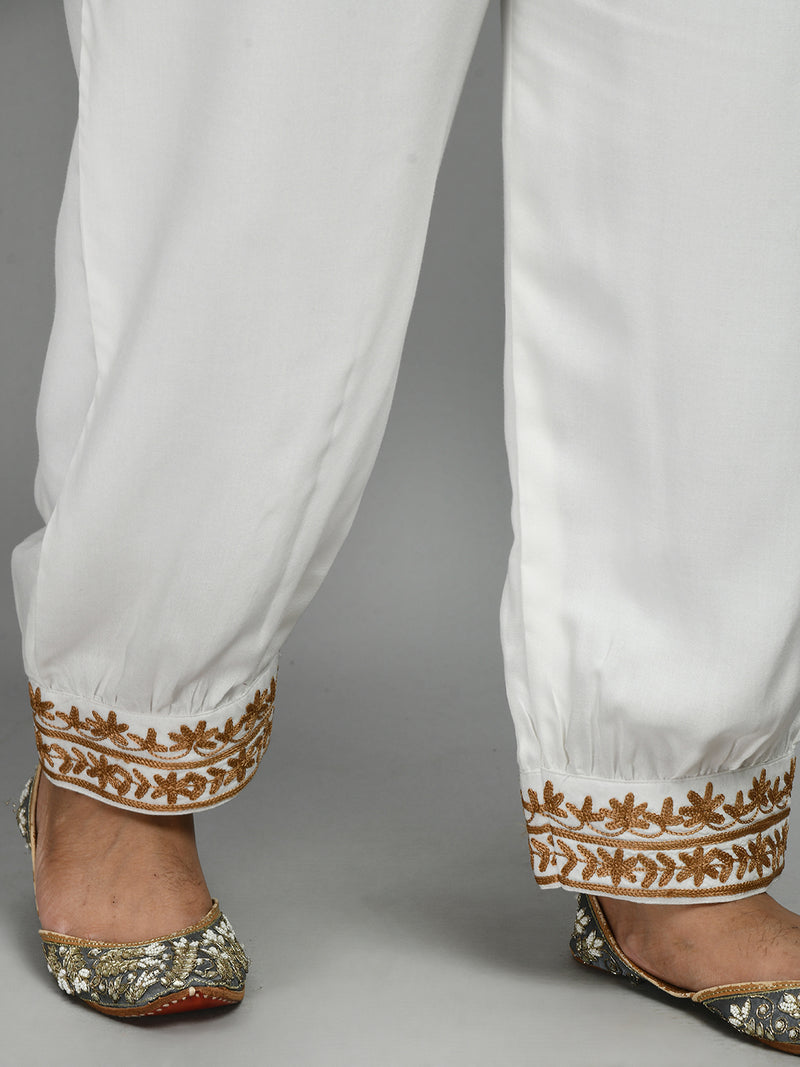 Plus Size Aari White Trousers
