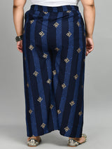 Plus Size Plus Size Pigment Navy Printed Palazzo