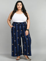 Plus Size Plus Size Pigment Navy Printed Palazzo