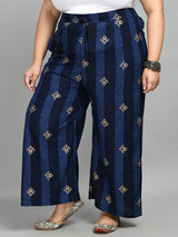 Plus Size Plus Size Pigment Navy Printed Palazzo