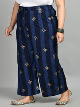 Plus Size Plus Size Pigment Navy Printed Palazzo
