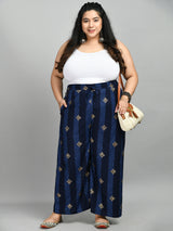 Plus Size Plus Size Pigment Navy Printed Palazzo
