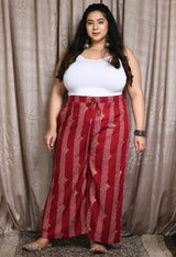 Plus Size Plus Size Pigment Maroon Printed Palazzo