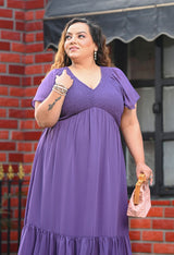 Plus Size Purple Smocked Purple Dress