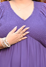 Plus Size Purple Smocked Purple Dress