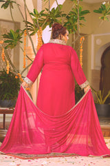 Plus Size Vibrant Rani Pink Suit Ensemble with Dupatta