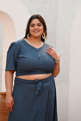 Plus Size Blue Top and Skirt Co-ord Set