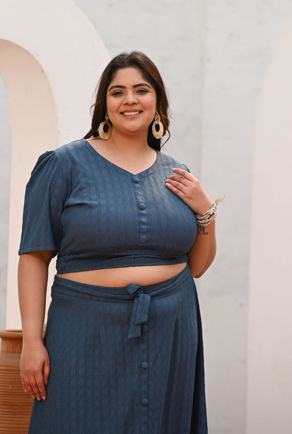 Plus Size Blue Top and Skirt Co-ord Set